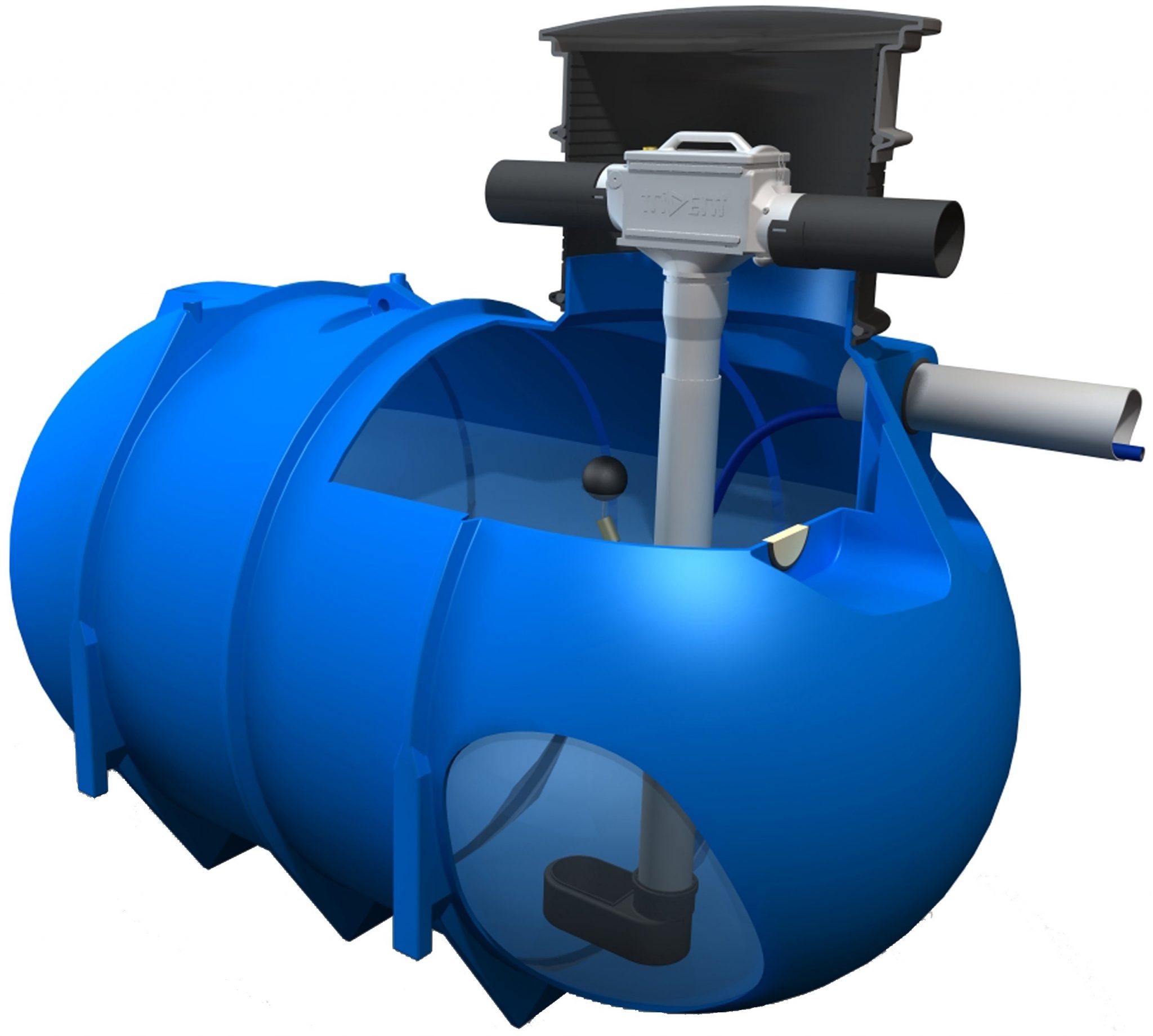 Regenwatertank kunststof 7.500 liter met ingebouwd regenwaterfilter tot 450m² dakoppervlak GEP