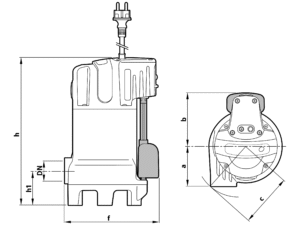 Afvalwaterpomp met versnijder TX afmetingen