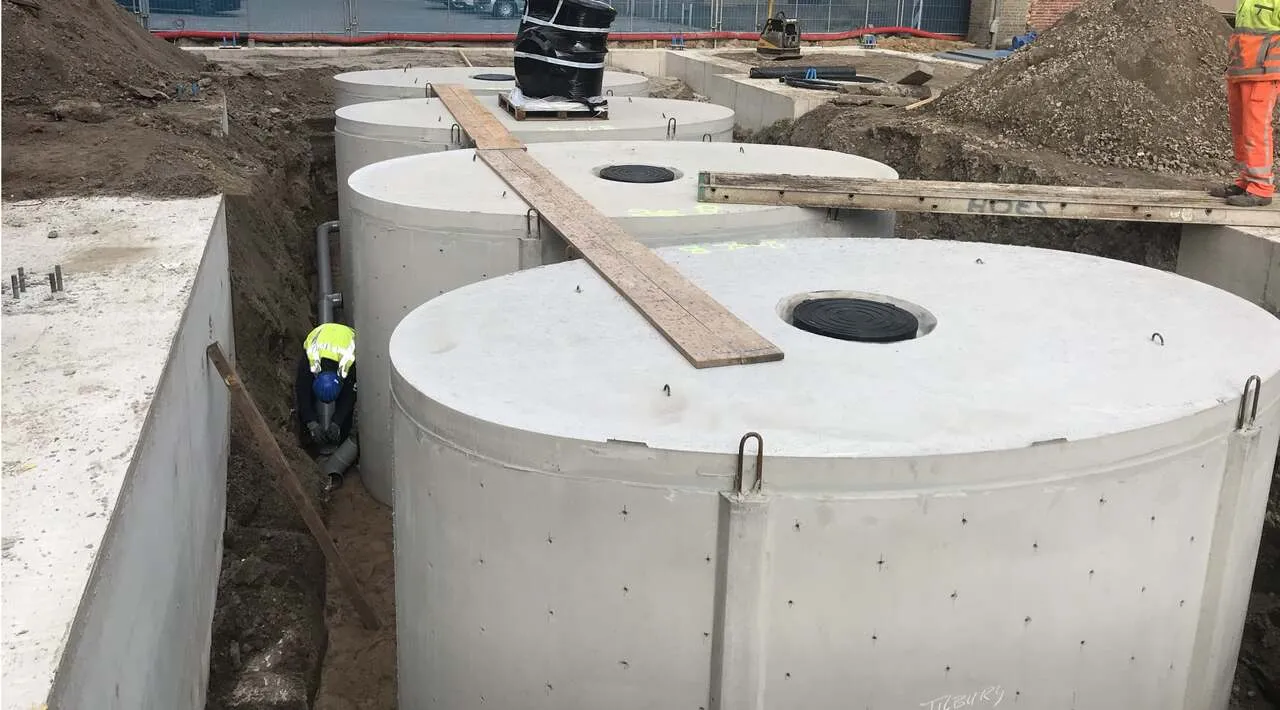 regenwaterput ondergronds geplaatst in combinatie met infiltratie 