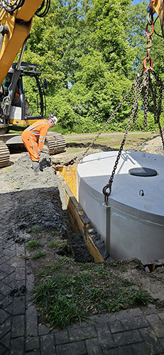 regenwaterput in graven sleuf bekisting gep
