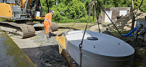 regenwaterput ingraven met sleufbekisting gep regenwater